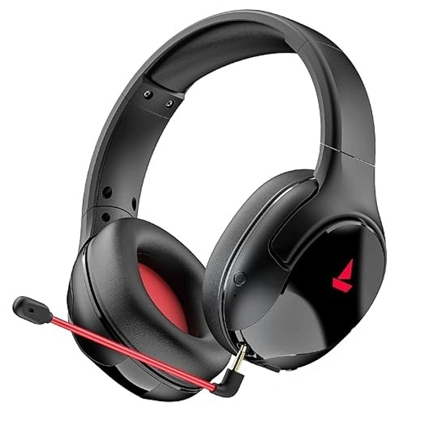 Boat boAt Immortal Im 1300 Gaming Bluetooth Wireless Over Ear Headphones With Mic With 2.4Ghz Ultra Low Latency Mode Upto 35Ms, Bluetooth Mode 3D Spatial Audio, Bt V5.1, Dual Mics, Dongle Slot(Black Sabre)