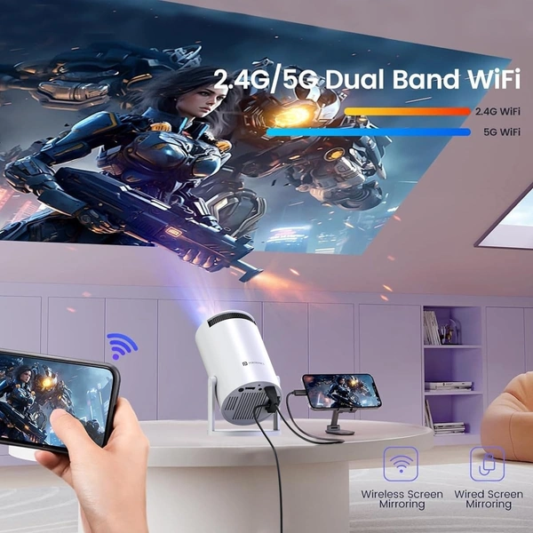 Portronics Beem 440 Smart LED Projector with 720p HD Resolution, Rotatable Design, Built-in Streaming Apps (Netflix, Prime Video, Hotstar), 2000 Lumens, Screen Mirroring, 3 Watts Speaker (White)
