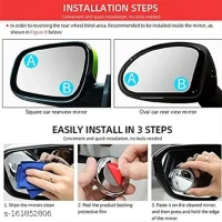 2 Pack Of 360 DEGREE BLIND SPOT ROUND WIDE ANGLE ADJUSTABLE CONVEX REAR VIEW MIRROR Side & Blind Spot Mirrors