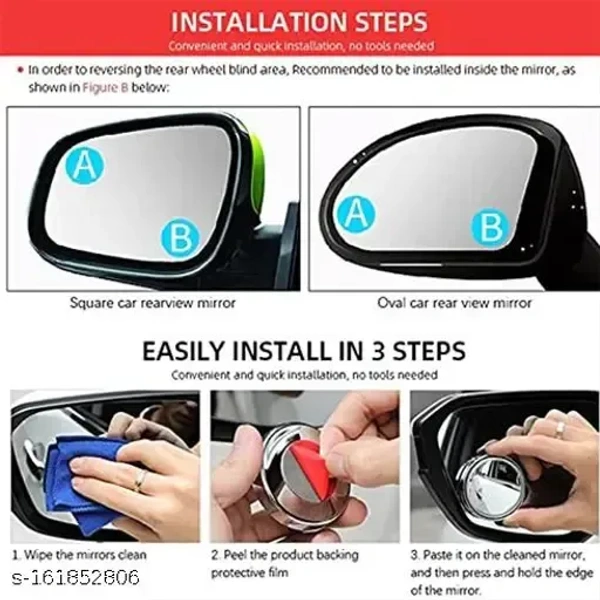 2 Pack Of 360 DEGREE BLIND SPOT ROUND WIDE ANGLE ADJUSTABLE CONVEX REAR VIEW MIRROR Side & Blind Spot Mirrors