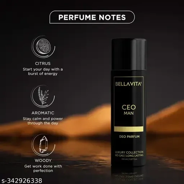 Bella Vita Luxury CEO MAN Perfume 100 ML and Deodorant 150 ML Combo with Long Lasting Fragrance for Men (Pack of 2 Items)