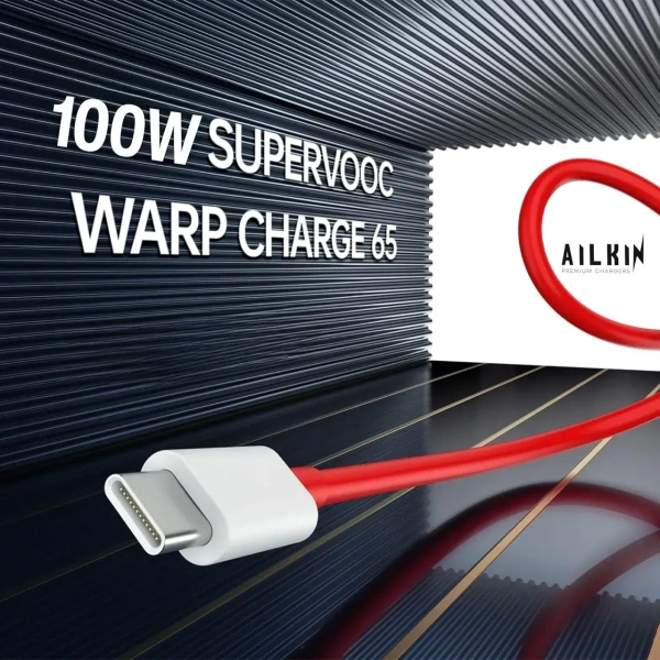 Ailkin 100W DASH|WRAP|SUPERVOOC Fast Charging Adapter & USB to Type-C Cable for OnePlus