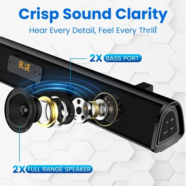 Portronics Pure Sound 106 | 120W Bluetooth Soundbar With Wired Subwoofer For Deep Bass,(Black)