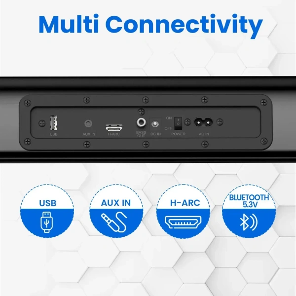 Portronics Pure Sound 106 | 120W Bluetooth Soundbar With Wired Subwoofer For Deep Bass,(Black)