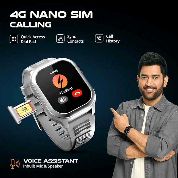 Fire-Boltt 4G Pro Volte Calling Smart Watch- 2.02” TFT Display, 4G Nano-SIM GPS, Health Suite, Sports Modes, 400mAh Battery (Grey)