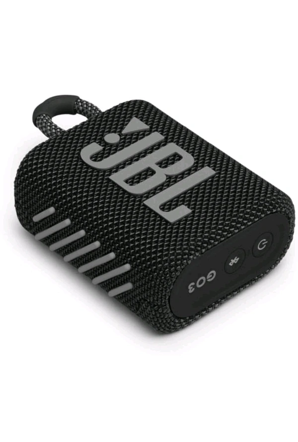 JBL Go 3, Wireless Ultra Portable Bluetooth Speaker, Pro Sound, Vibrant Colors with Rugged Fabric Design, Waterproof, Type C (Without Mic, Black) - Black