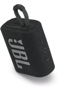 JBL Go 3, Wireless Ultra Portable Bluetooth Speaker, Pro Sound, Vibrant Colors with Rugged Fabric Design, Waterproof, Type C (Without Mic, Black) - Black