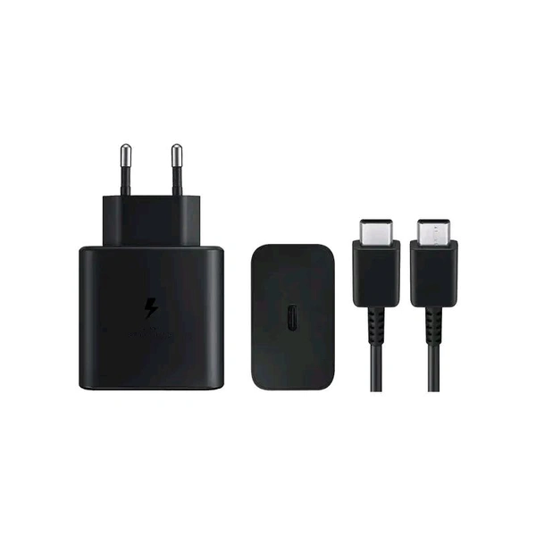 Samsung charger-45W Type-C Travel Adapter & USB C Cable Combo Mobile Charger Super Fast Charging Adaptor With PD Charging For Samsung Galaxy S24 Ultra S23 S22 S21 fe S20 S20+ M14 5G M34 M54 M53 5g M33 - Black