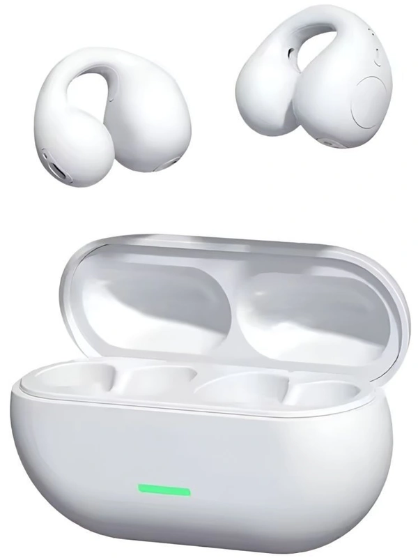 VERONIC T75 Ear Clip OWS Bluetooth True Wireless (TWS) On Ear 30 Hours Playback Low Latency,Fast charging IPX4(Splash & Sweat Proof) White