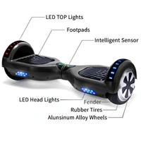 CASTLE Multicolor 6.5 HOVERBOARD WITH LED LIGHTS, 3-4 Hours, Lithium - Black