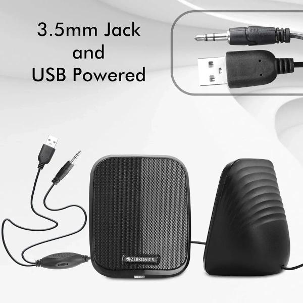 Zebronics Fame 5 Watts, 2.0 Multi Media Speakers With Aux, USB and Volume Control (Black)