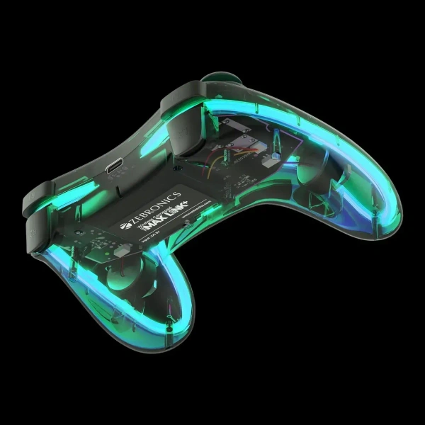 Zebronics Zeb Max Link Plus Wireless Gamepad, RGB, Haptic, Rechargeable Battery, PS4 PS3 Xbox 360 Windows X-Input and D-input/Android Media Box