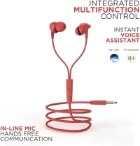 boAt Bassheads 100 C w/ Type-c Jack, boAt Signature Sound & Integrated Controls Wired (Black2, In the Ear) - Red