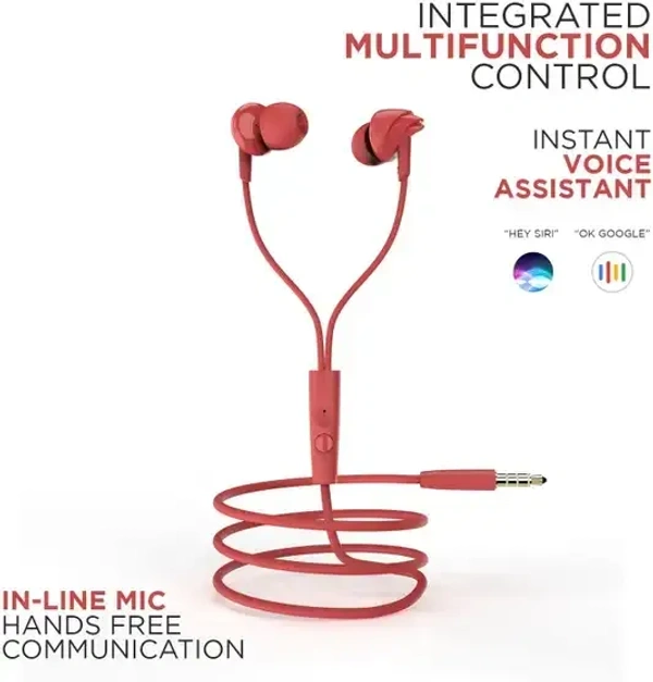 boAt Bassheads 100 C w/ Type-c Jack, boAt Signature Sound & Integrated Controls Wired (Black2, In the Ear) - Red