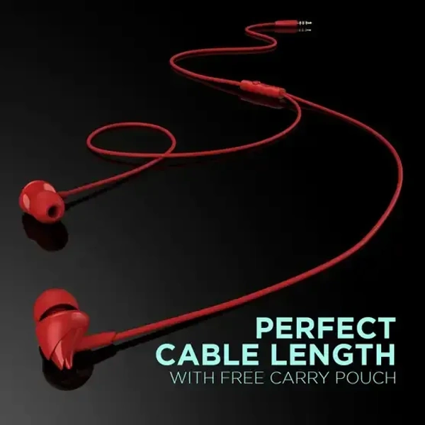 boAt Bassheads 100 C w/ Type-c Jack, boAt Signature Sound & Integrated Controls Wired (Black2, In the Ear) - Red