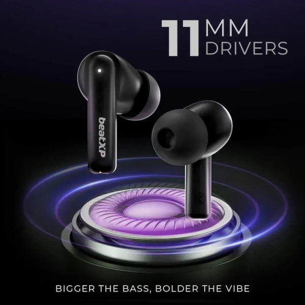 beats beatXP XPods Vibe Bluetooth True Wireless in-Ear Ear Buds with 60H Playtime, Quad Mic ENC, Gaming Mode(40ms Low Latency), Type C Earphone with 11mm Drivers, IPX5 Water Resistance (Black) - Black