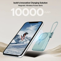 boAt 10000 mAh Magnetic Wireless Power Bank w/ 15W Wireless Charging - PB330 MagnaCharge (Aqua)
