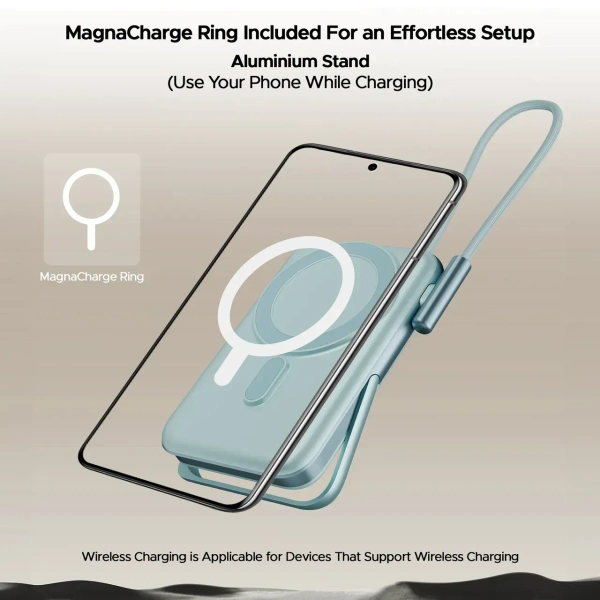 boAt 10000 mAh Magnetic Wireless Power Bank w/ 15W Wireless Charging - PB330 MagnaCharge (Aqua)