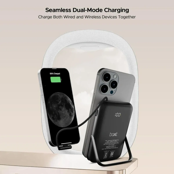 boAt 10000 mAh Magnetic Wireless Power Bank w/ 15W Wireless Charging - PB330 MagnaCharge (Black)