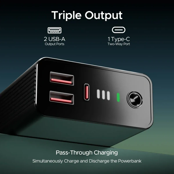 boAt 20000mAh Power Bank w/ 2-Way 22.5W Fast Charging & Smart IC Protection - PB400 Pro (Carbon Black) - Black