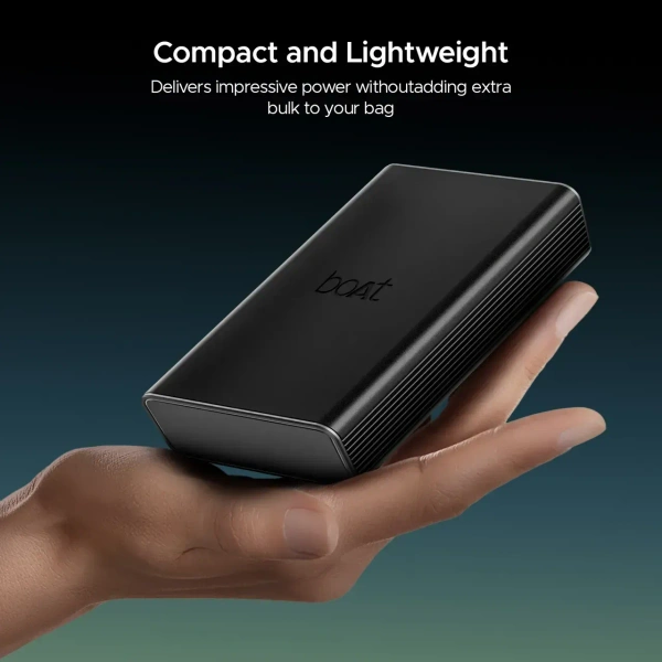 boAt 20000mAh Power Bank w/ 2-Way 22.5W Fast Charging & Smart IC Protection - PB400 Pro (Carbon Black) - Black