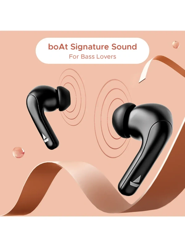 boAt Airdopes 155 Tws Earbuds W/ 40h Playtime, in-ear Detection, Quad Mics Enx Tech (Active Black) - Black