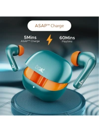 boAt Airdopes 155 Tws Earbuds W/ 40h Playtime, in-ear Detection, Quad Mics Enx Tech(Active Teal) - Cyan Aqua