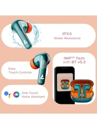 boAt Airdopes 155 Tws Earbuds W/ 40h Playtime, in-ear Detection, Quad Mics Enx Tech(Active Teal) - Cyan Aqua