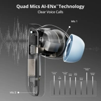 boAt Airdopes 800 TWS Earbuds w/ Dolby Audio, High Fidelity Drivers, 4 Mics ENx Tech & Hearables App(Interstellar Blue) - Cyan Aqua