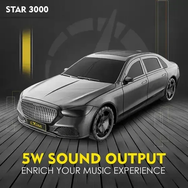 CYOMI CY Star3000 (PORTABLE BLUETOOTH SPEAKER) Dynamic Thunder Sound Auto Series 5 W Bluetooth Speaker (Black, Stereo Channel) - Gray