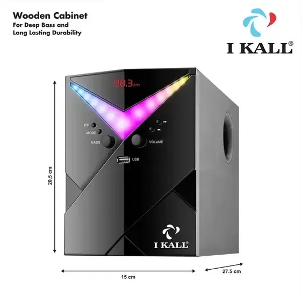 I Kall IK 41 Multimedia 4.1 Speaker System with Bluetooth, Aux, USB, FM Connectivity 60 W Bluetooth Home Theatre (Black, 4.1 Channel) - 60W