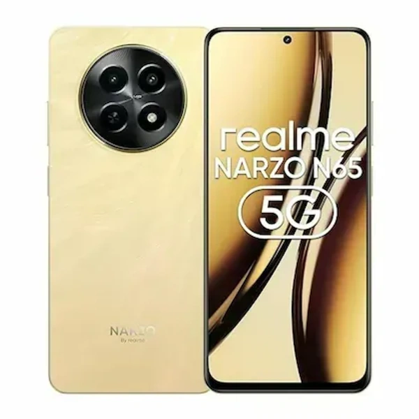 Realme Lowest Price Ever Realme Narzo N65 5G, 4GB RAM, 128GB ROM, Amber Gold, Smartphone - gold, Gold