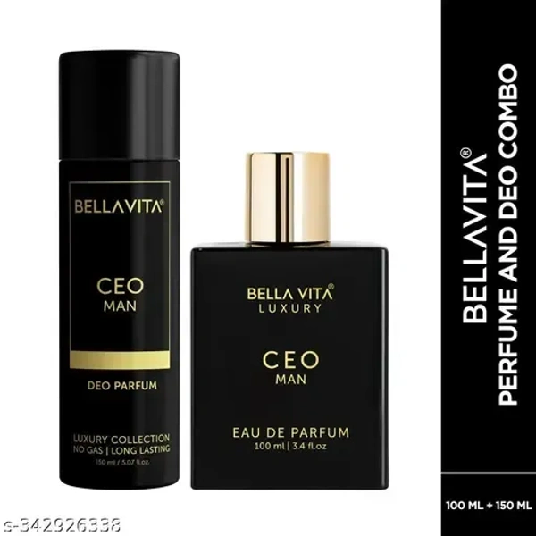 Bella Vita Luxury CEO MAN Perfume 100 ML and Deodorant 150 ML Combo with Long Lasting Fragrance for Men (Pack of 2 Items)