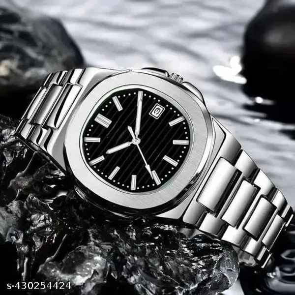 Date Functioning Genuine Quality Stainless Steel Strap Quartz Watch for Men, Men watches, Boys Watches, Analog watches, Wrist Watch, Black Watch, Strap Watches, Quartz Watches for men, Trending Watch, Day & Date Watch (Best Gift Pack for Brother, Father, Boyfriend)