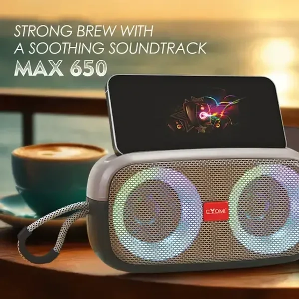 Cyomi Wireless Portable Speaker With RGB Dimmable Light USB/AUX/TF Card Support 6 Hrs 10 W Bluetooth Party Speaker (Grey, 5.1 Channel)