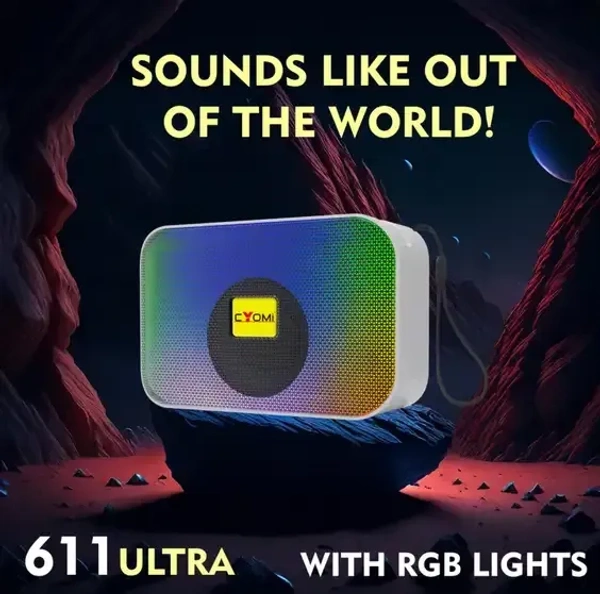 CYOMI V5.1 Wireless Portable Speaker with RGB Lights - 8H Playtime, Immersive Audio 5 W Bluetooth Speaker (Multicolor, Stereo Channel)