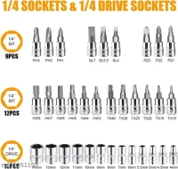 Tool Kit 46 Pieces Drive Socket Set Auto Repair Hand Tool Ratchet Wrench Set, Tools Kit for Automotive Repair, Household, Car & Bicycle Repairs Metric screwdriver Set with Storage Case