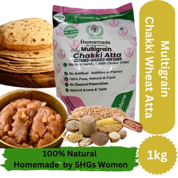 Multigrain Chakki Atta Homemade with Fiber - 1kg