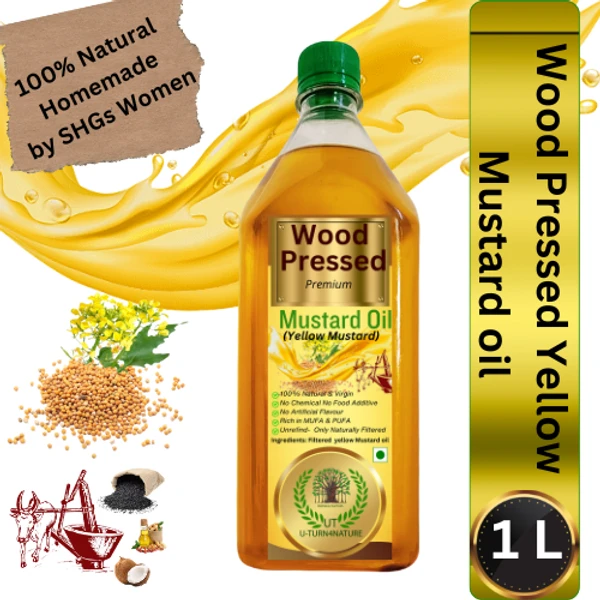 Wood-Cold Pressed Yellow Mustard Oil, 100% Natural 1L - 1L