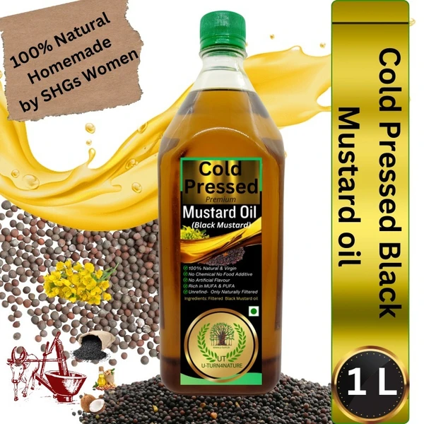 Cold-Pressed Black Mustard Oil, Homemade, 1L - 1L