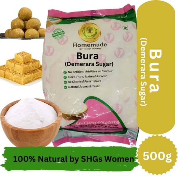 Desi Bura (Demerara Sugar) Natural, No Sugar Mixed, 500g-1kg - 500g