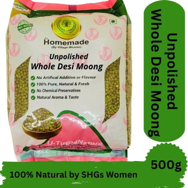 Unpolished Moong (Green Gram) Whole-Desi 500G-1KG - 500g