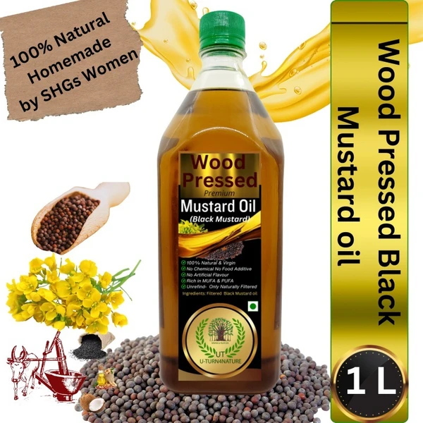 Wood-Cold Pressed Black Mustard Oil, 100% Natural 1L - 1L