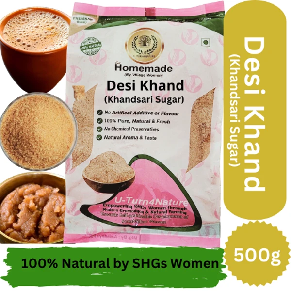 Desi Khand (Khandsari Gur) Natural, No Sugar Mixed, 500g-1kg - 500g