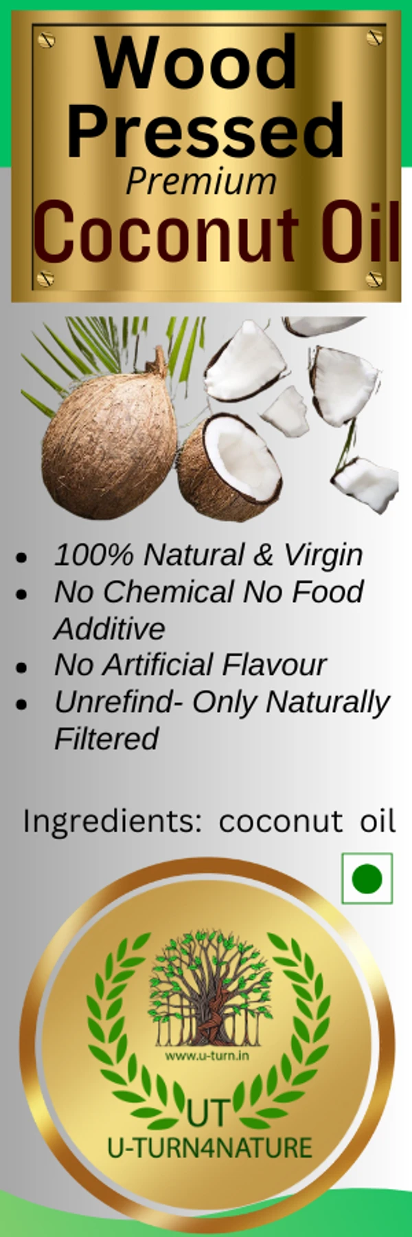 Wood Pressed Coconut Oil, Extra Virgin 100ML - 100ml