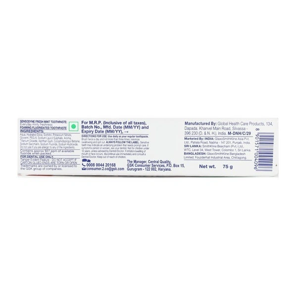 Sensodyne Toothpaste - Fresh Mint, Sensitive For Daily Sensitivity Protection - 75 g
