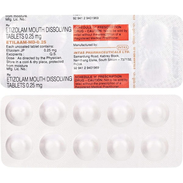 Etilaam 0.25mg Tablet MD