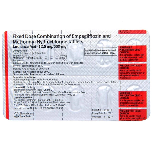 Jardiance Met 12.5mg/500mg Tablet