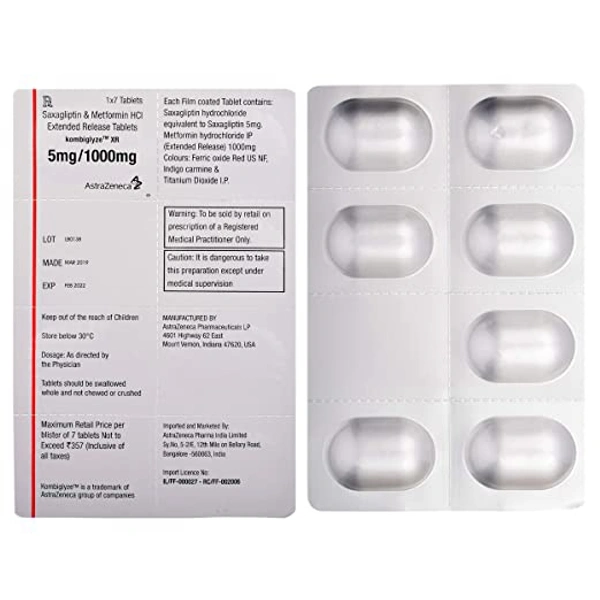 Kombiglyze XR 5mg/1000mg Tablet