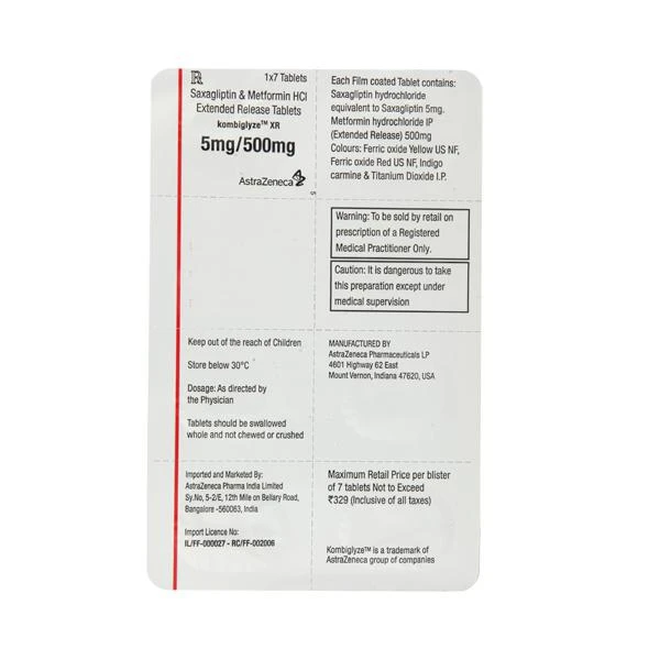 Kombiglyze XR 5mg/500mg Tablet